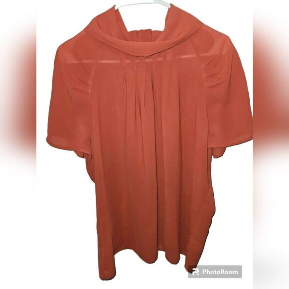 WORTHINGTON WOMENS SZ 18 SHEER BLOUSE ORANGE - Picture 1 of 4